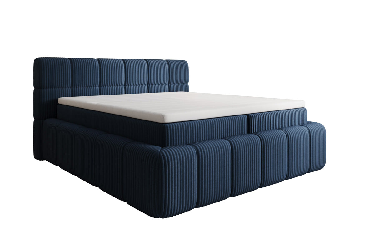 Boxspringbed Bombo in Ribstof met opbergruimte
