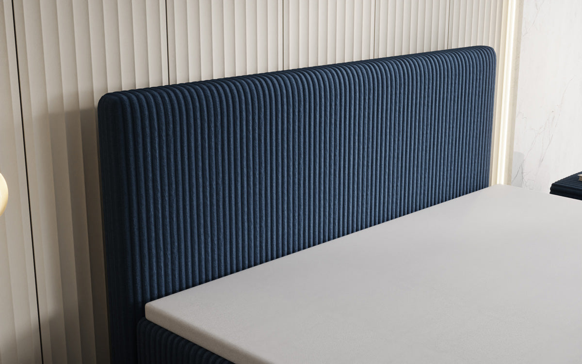 Boxspringbed Kubo in Ribstof met opbergruimte