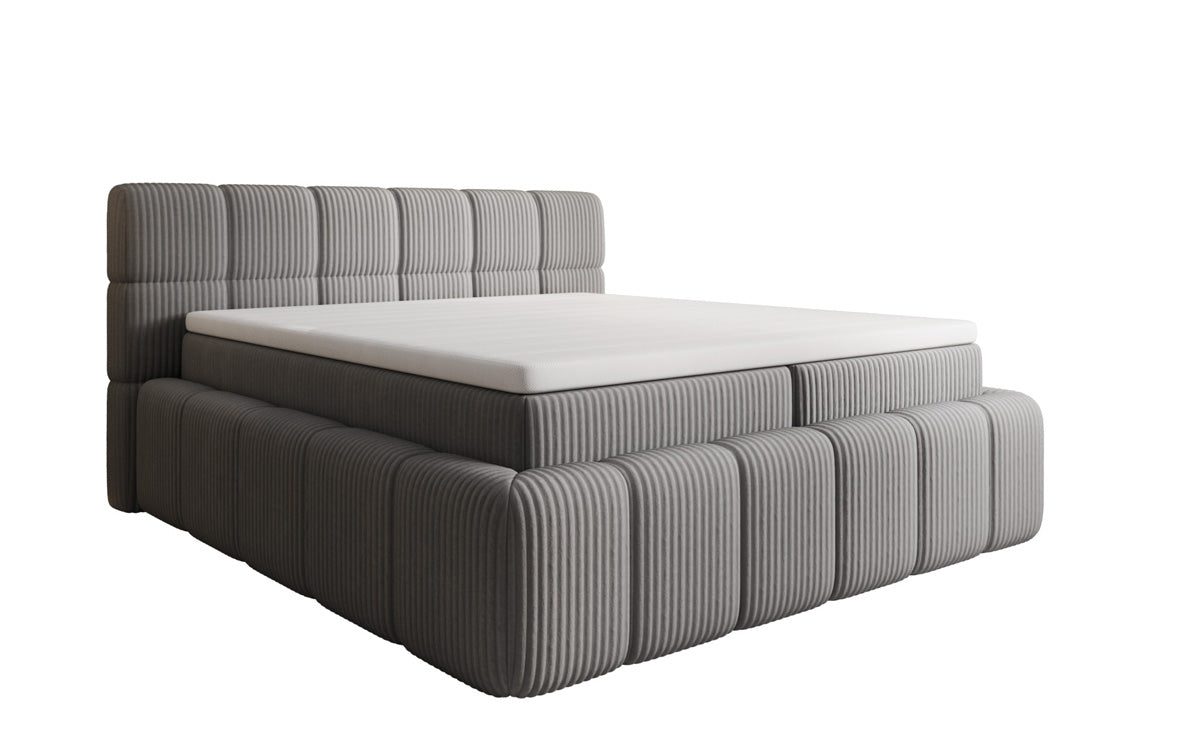 Boxspringbed Bombo in Ribstof met opbergruimte