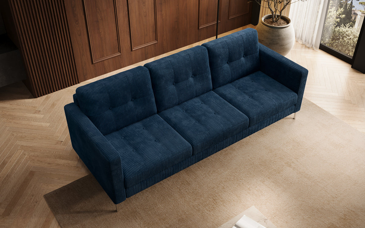 Designer 3-zits bank Harvey met slaap- en klapfunctie in Ribstof