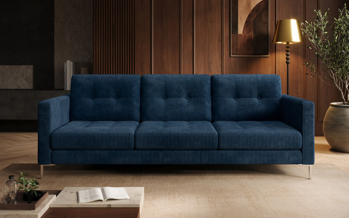 Designer 3-zits bank Harvey met slaap- en klapfunctie in Ribstof