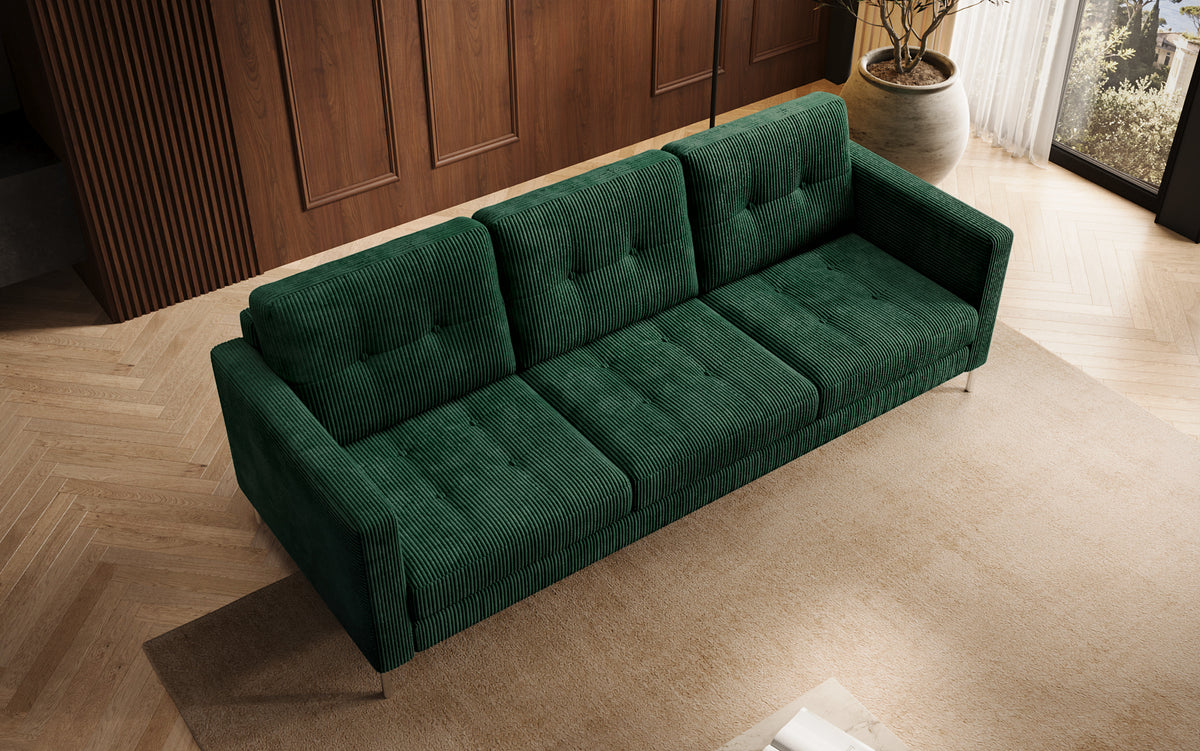 Designer 3-zits bank Harvey met slaap- en klapfunctie in Ribstof