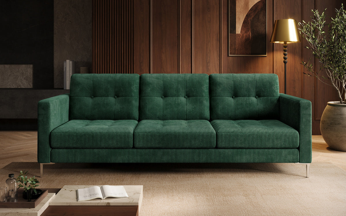 Designer 3-zits bank Harvey met slaap- en klapfunctie in Ribstof
