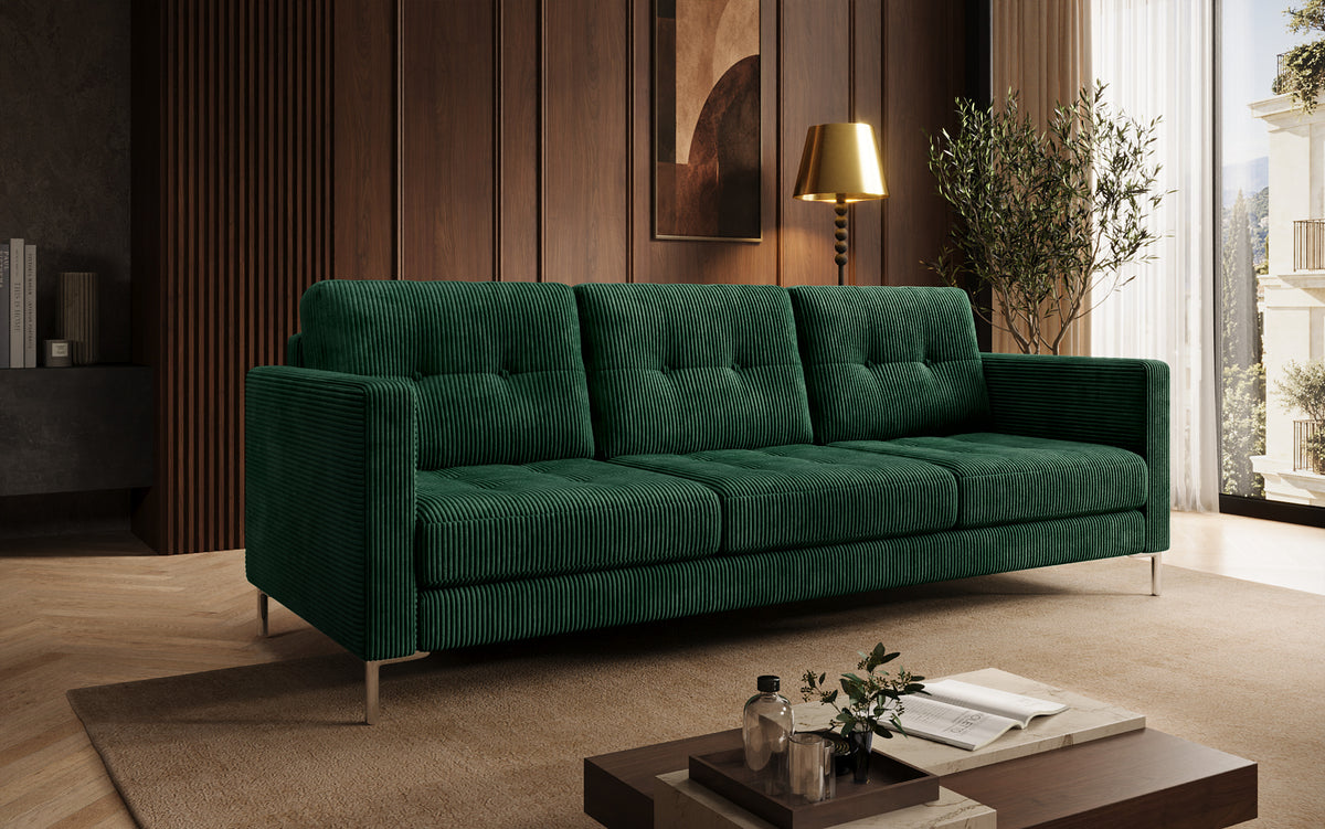 Designer 3-zits bank Harvey met slaap- en klapfunctie in Ribstof
