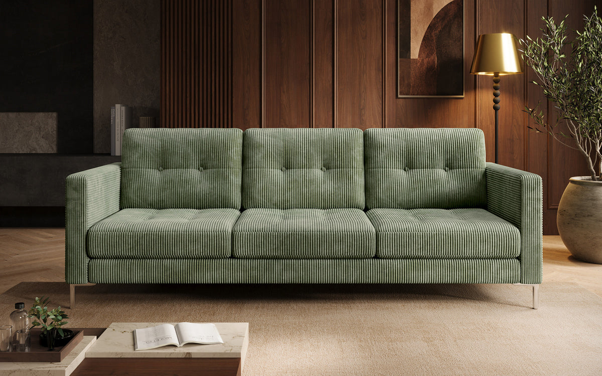 Designer 3-zits bank Harvey met slaap- en klapfunctie in Ribstof