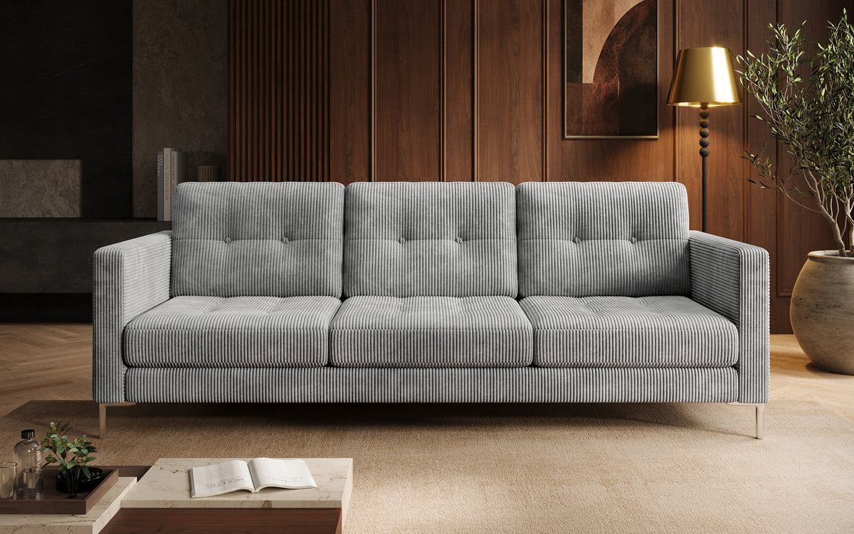 Designer 3-zits bank Harvey met slaap- en klapfunctie in Ribstof