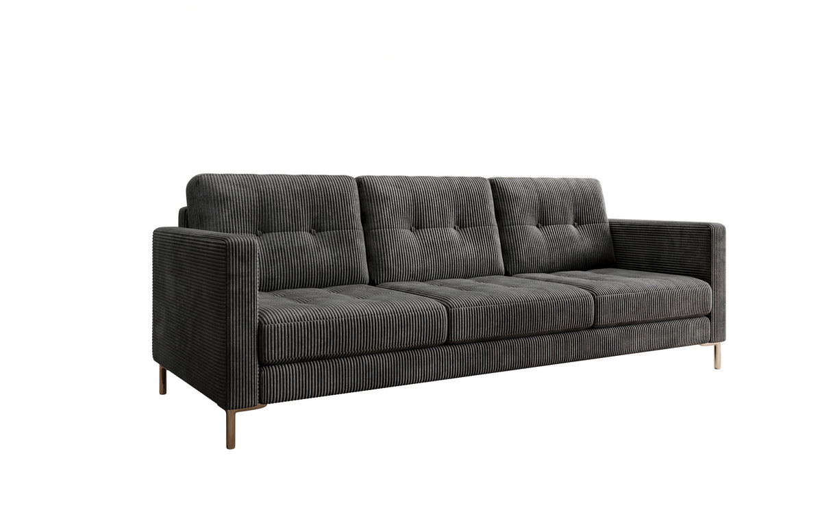 Designer 3-zits bank Harvey met slaap- en klapfunctie in Ribstof