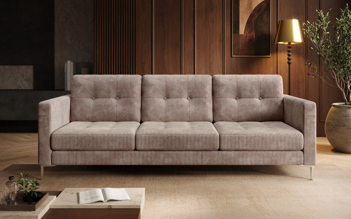 Designer 3-zits bank Harvey met slaap- en klapfunctie in Ribstof