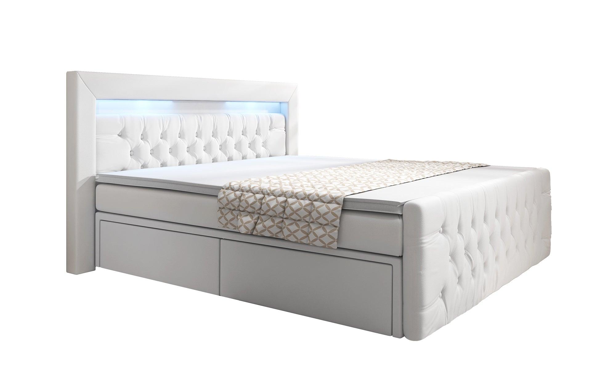 Menzogna boxspringbed met LED en opbergruimte (2 lades)