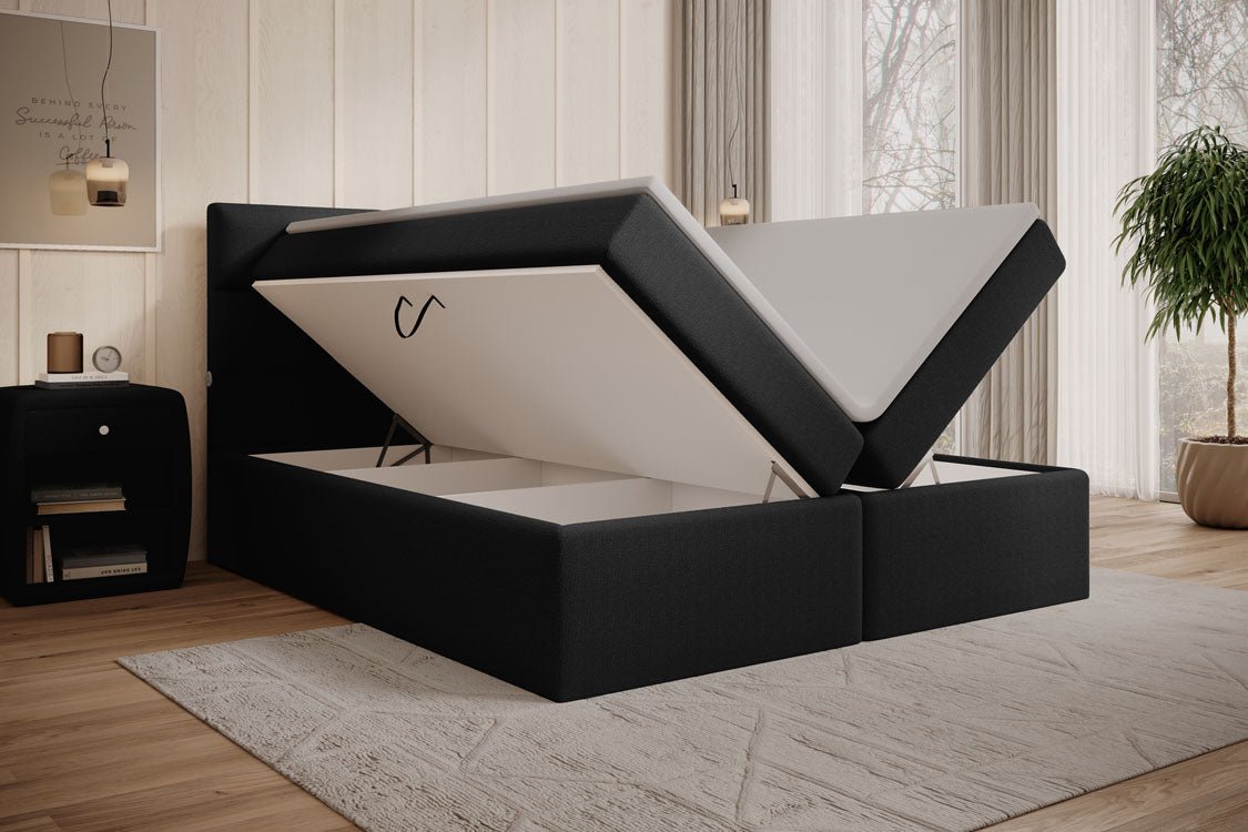 Boxspringbed Carito Bouclé met USB en opbergruimte