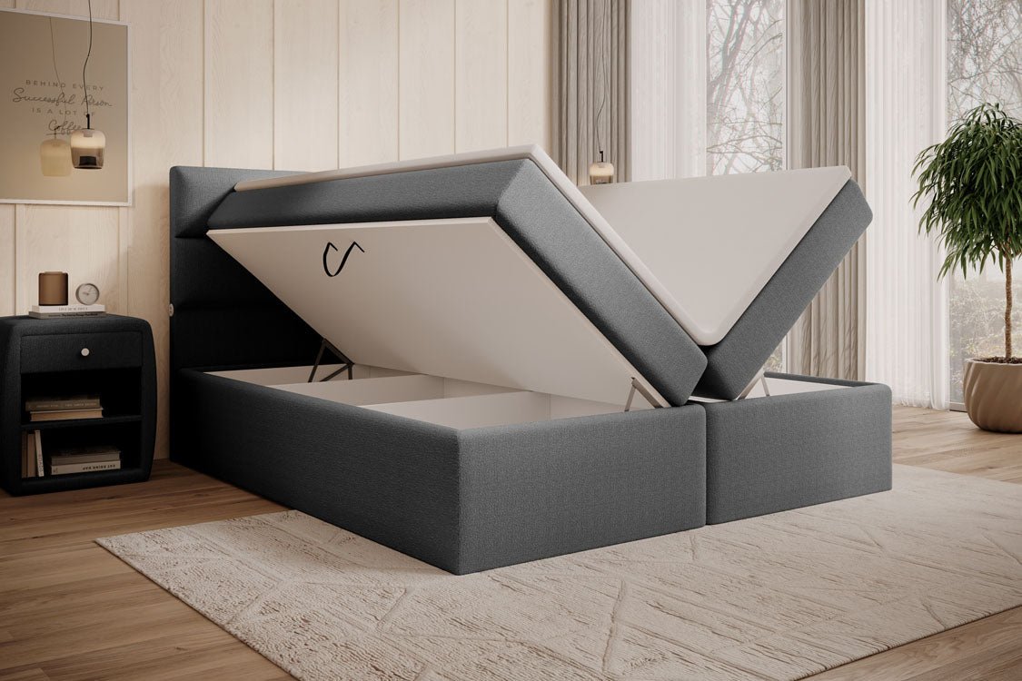 Boxspringbed Carito Bouclé met USB en opbergruimte