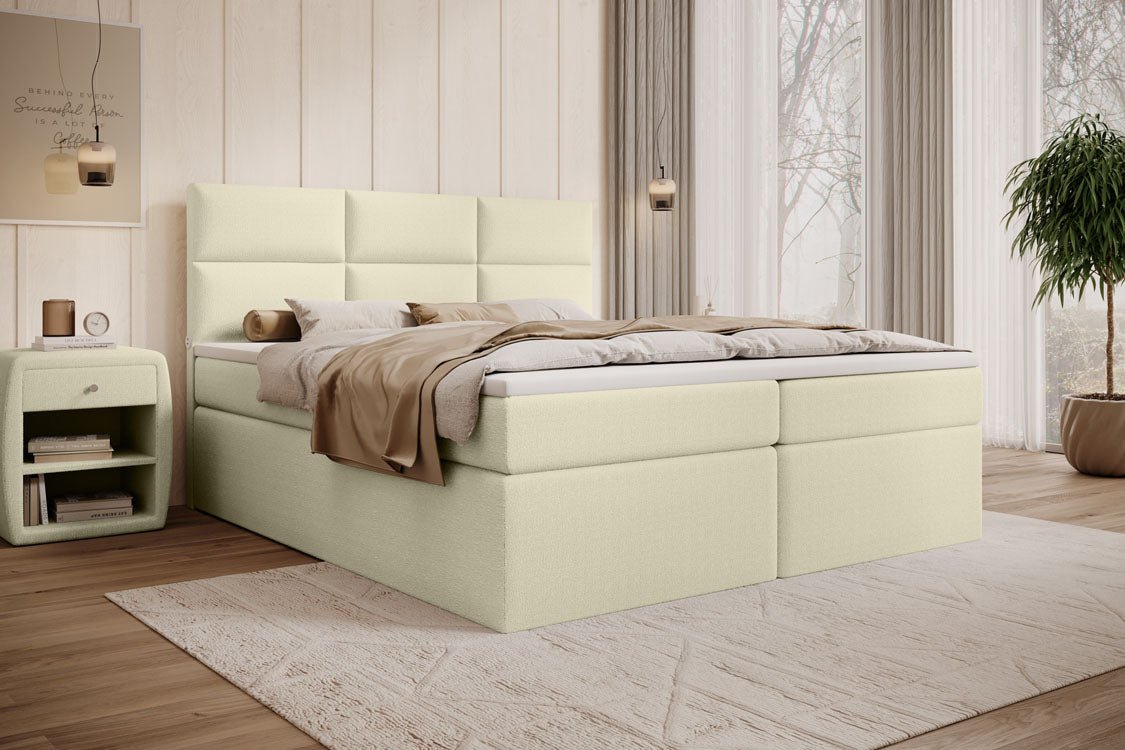 Boxspringbed Carito Bouclé met USB en opbergruimte