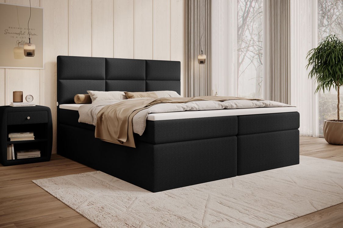Boxspringbed Carito Bouclé met USB en opbergruimte