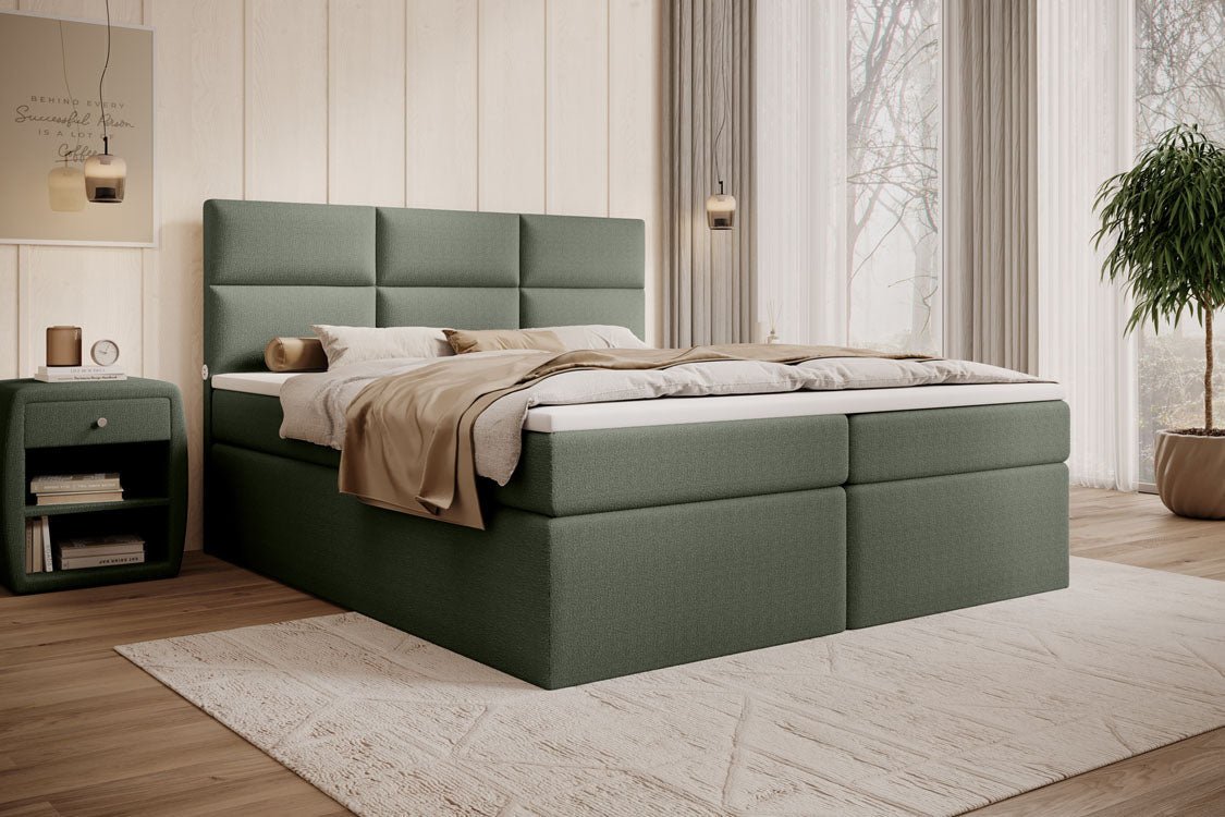 Boxspringbed Carito Bouclé met USB en opbergruimte