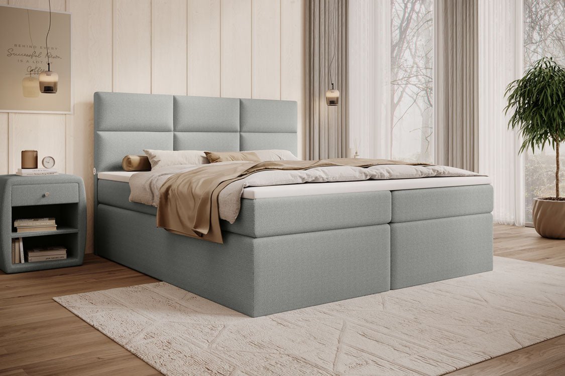 Boxspringbed Carito Bouclé met USB en opbergruimte