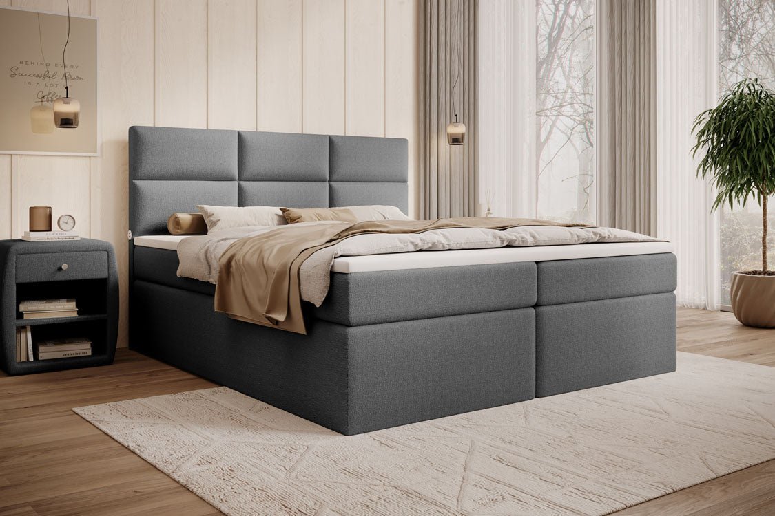 Boxspringbed Carito Bouclé met USB en opbergruimte