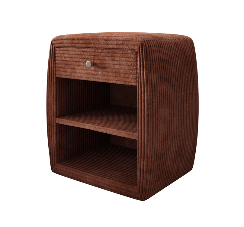 Designer nachtkastje Lilly met USB-aansluiting in Ribstof