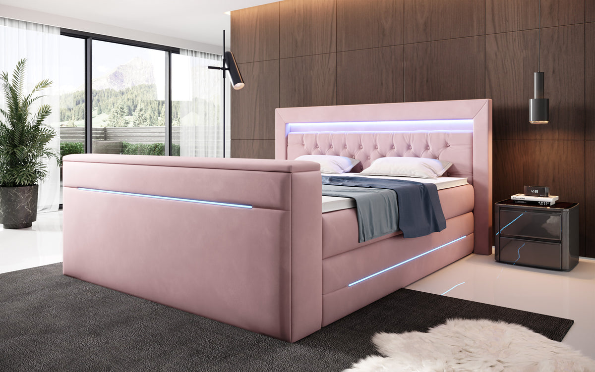 Boxspringbed Pluto met TV-lift, RGB en opbergruimte