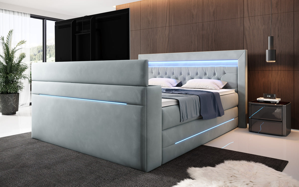 Boxspringbed Pluto met TV-lift, RGB en opbergruimte