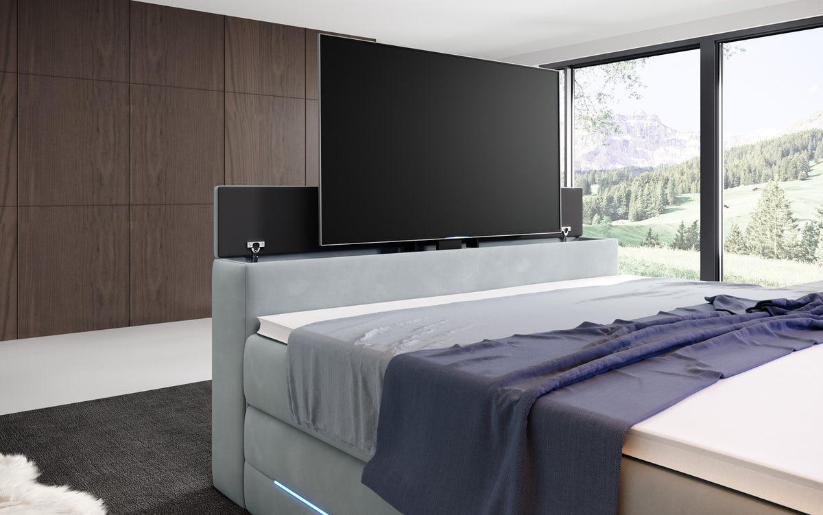 Boxspringbed Pluto met TV-lift, RGB en opbergruimte