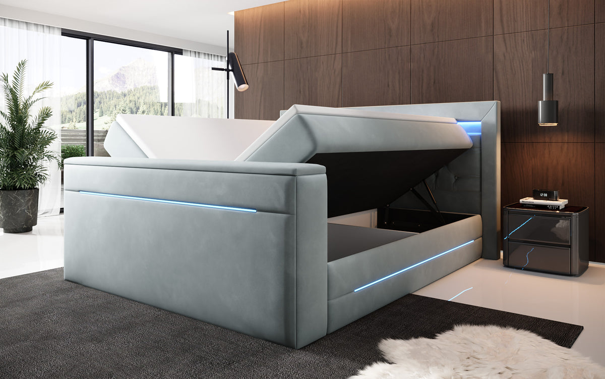 Boxspringbed Pluto met TV-lift, RGB en opbergruimte