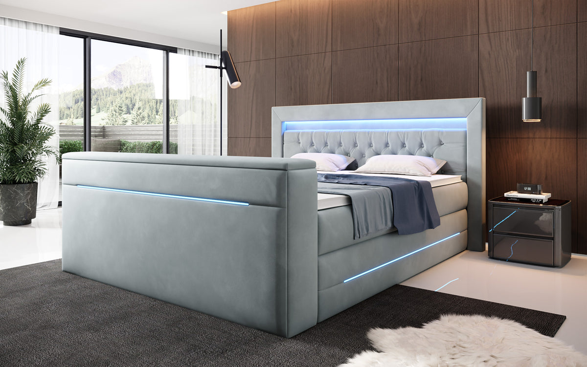 Boxspringbed Pluto met TV-lift, RGB en opbergruimte