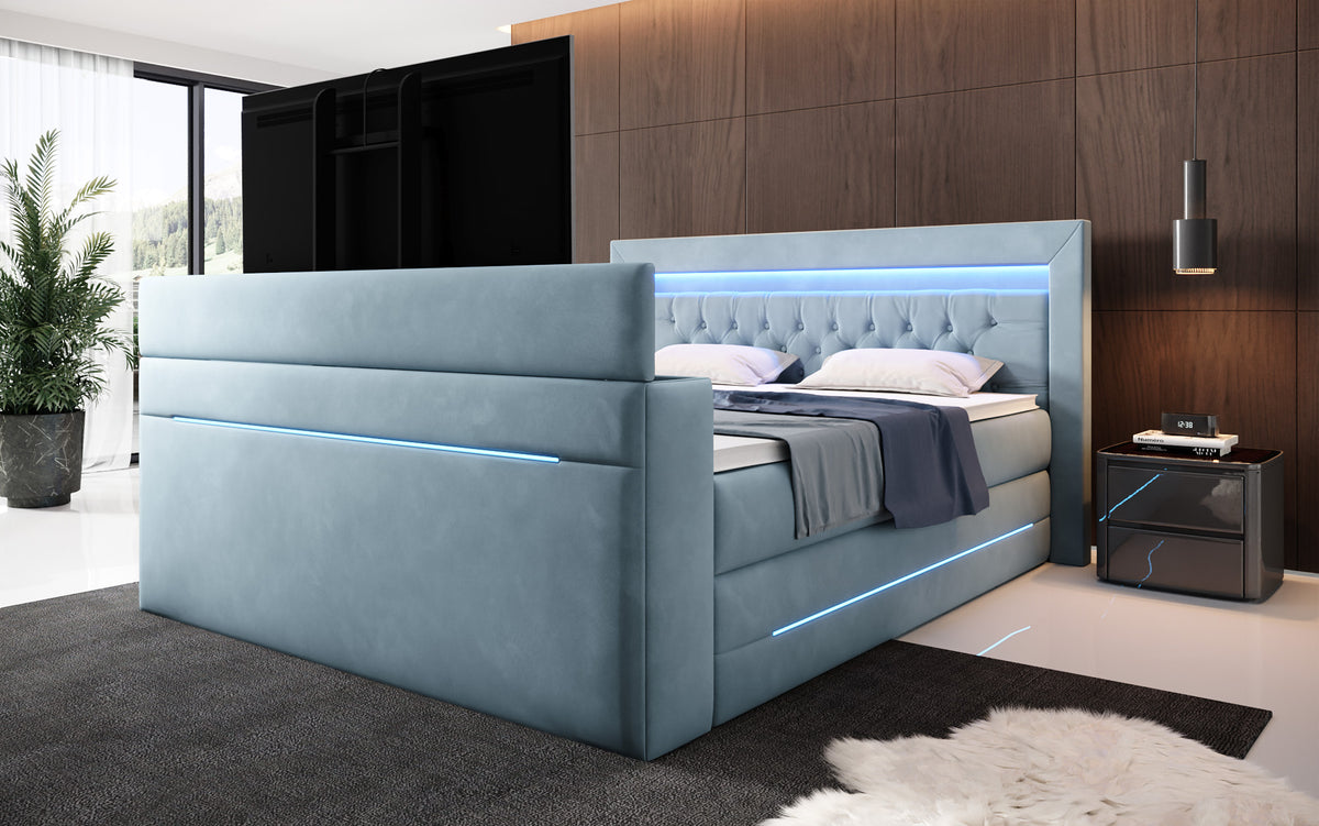 Boxspringbed Pluto met TV-lift, RGB en opbergruimte