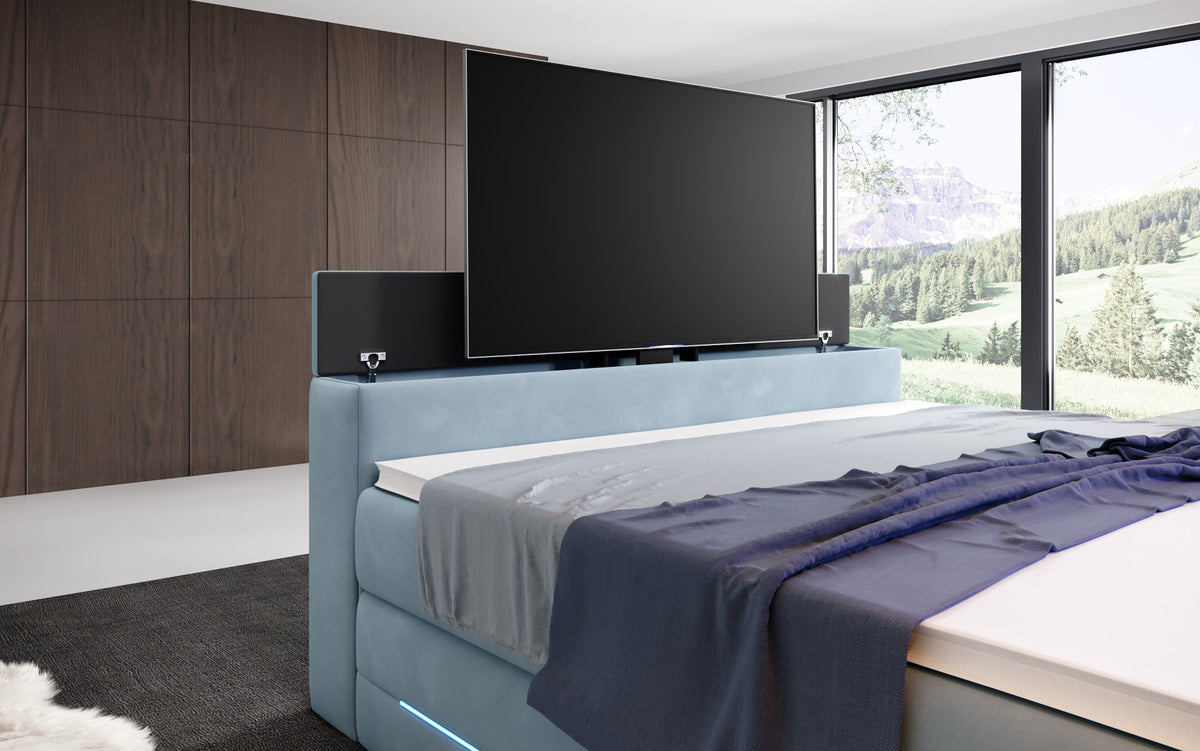 Boxspringbed Pluto met TV-lift, RGB en opbergruimte