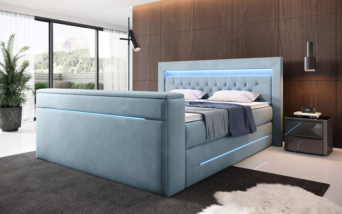 Boxspringbed Pluto met TV-lift, RGB en opbergruimte
