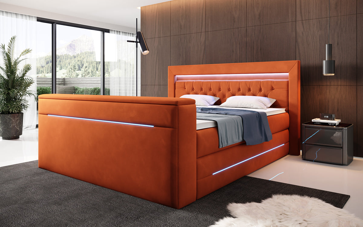 Boxspringbed Pluto met TV-lift, RGB en opbergruimte