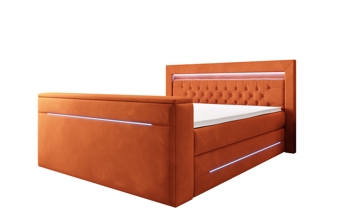 Boxspringbed Pluto met TV-lift, RGB en opbergruimte
