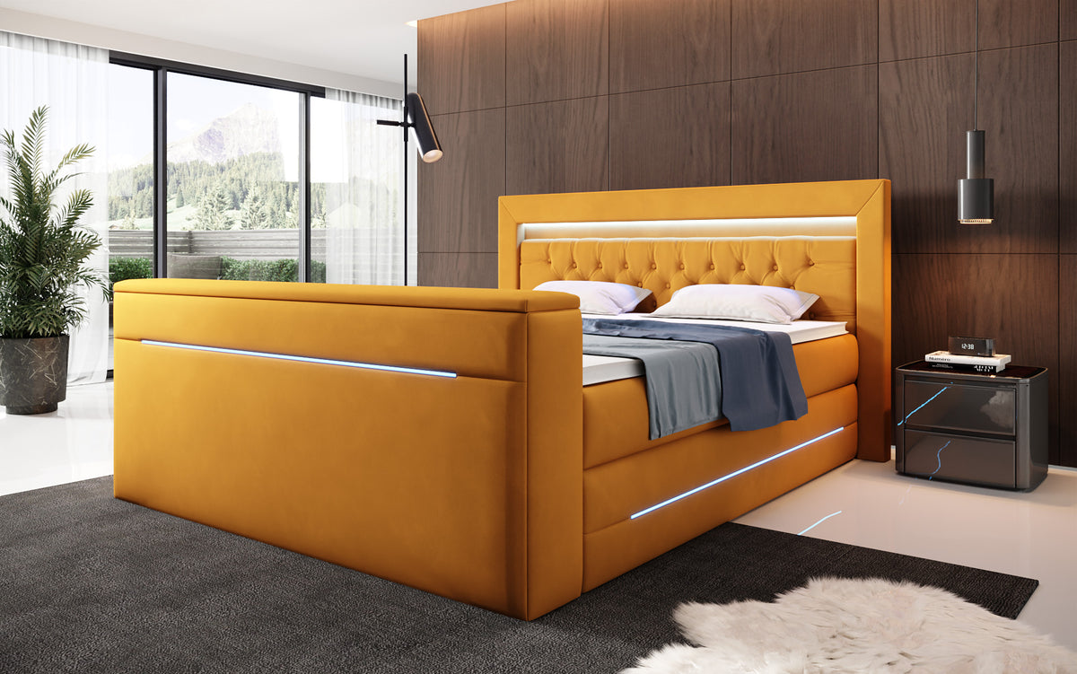 Boxspringbed Pluto met TV-lift, RGB en opbergruimte