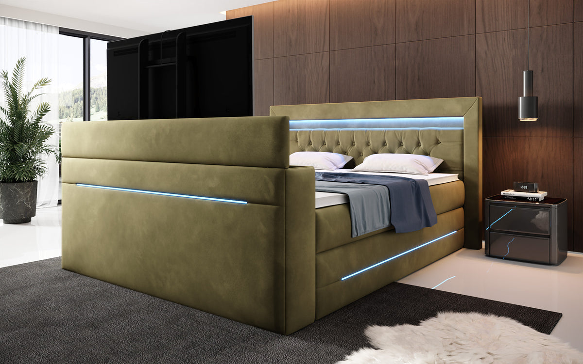 Boxspringbed Pluto met TV-lift, RGB en opbergruimte