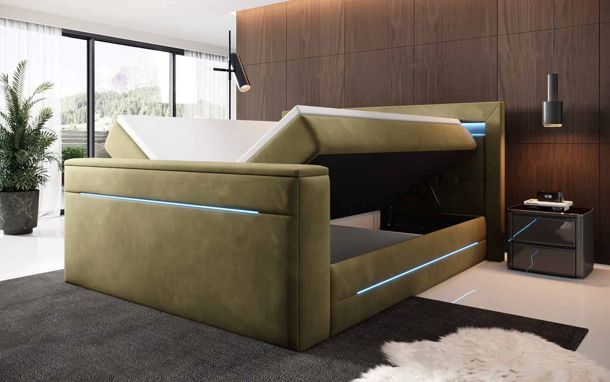 Boxspringbed Pluto met TV-lift, RGB en opbergruimte