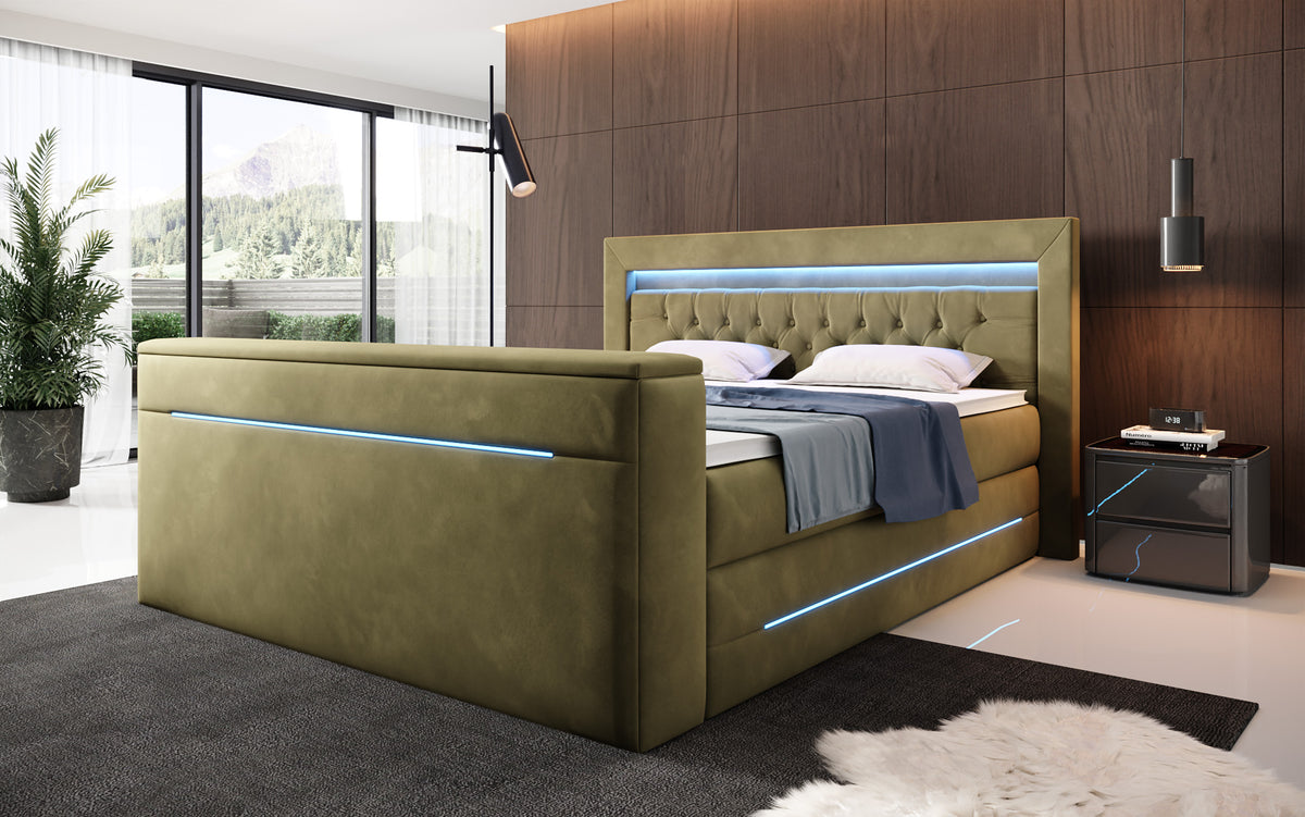 Boxspringbed Pluto met TV-lift, RGB en opbergruimte