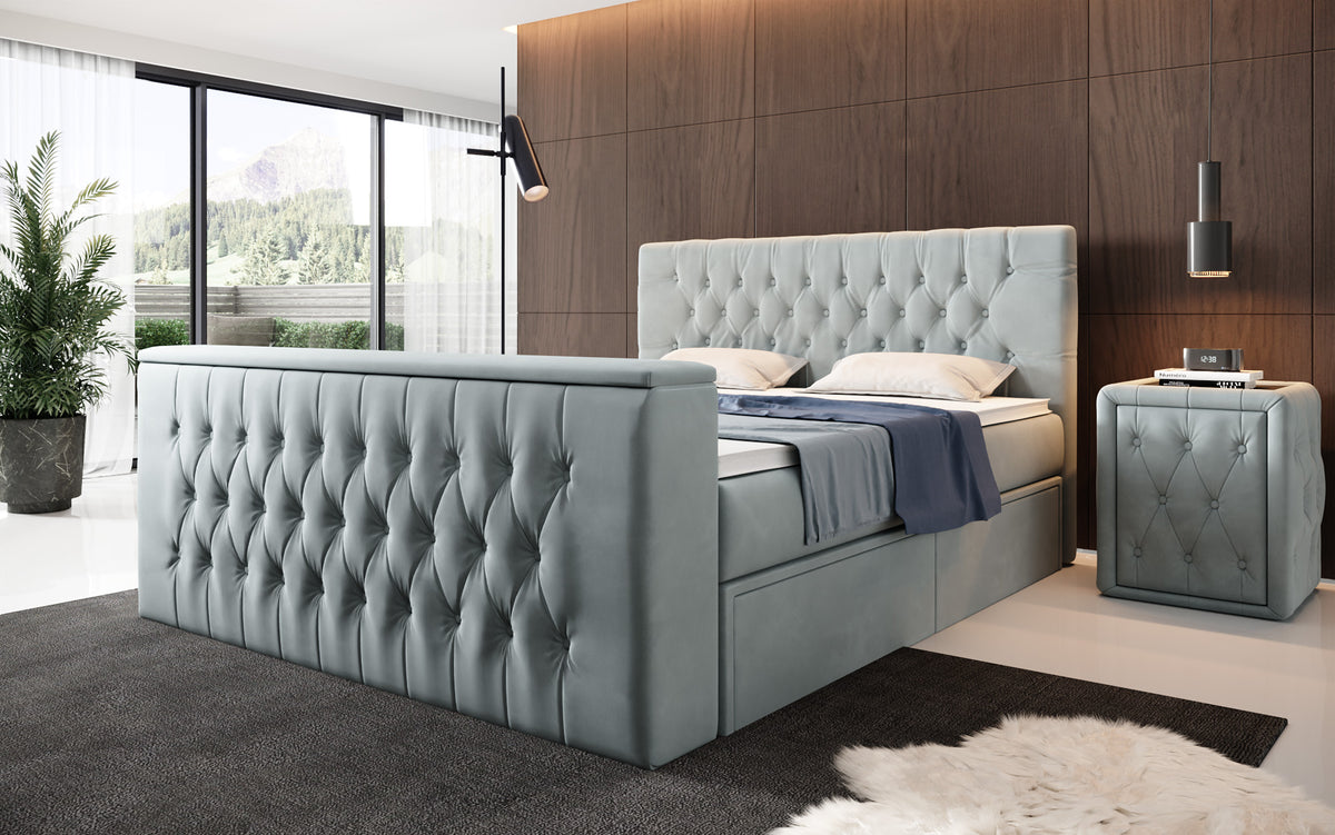 Boxspringbed Vulnero met TV-lift en opbergruimte (2 laden)