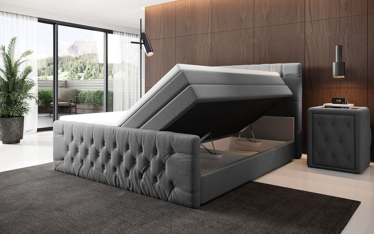 Boxspringbed Velutto Bouclé met opbergruimte