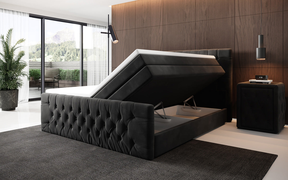 Boxspringbed Velutto met opbergruimte - Chesterfield-look