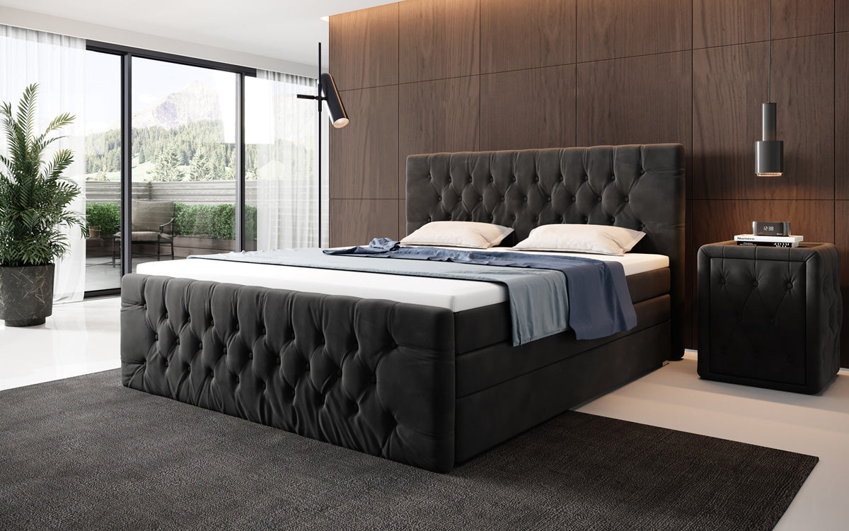 Boxspringbed Velutto met opbergruimte - Chesterfield-look