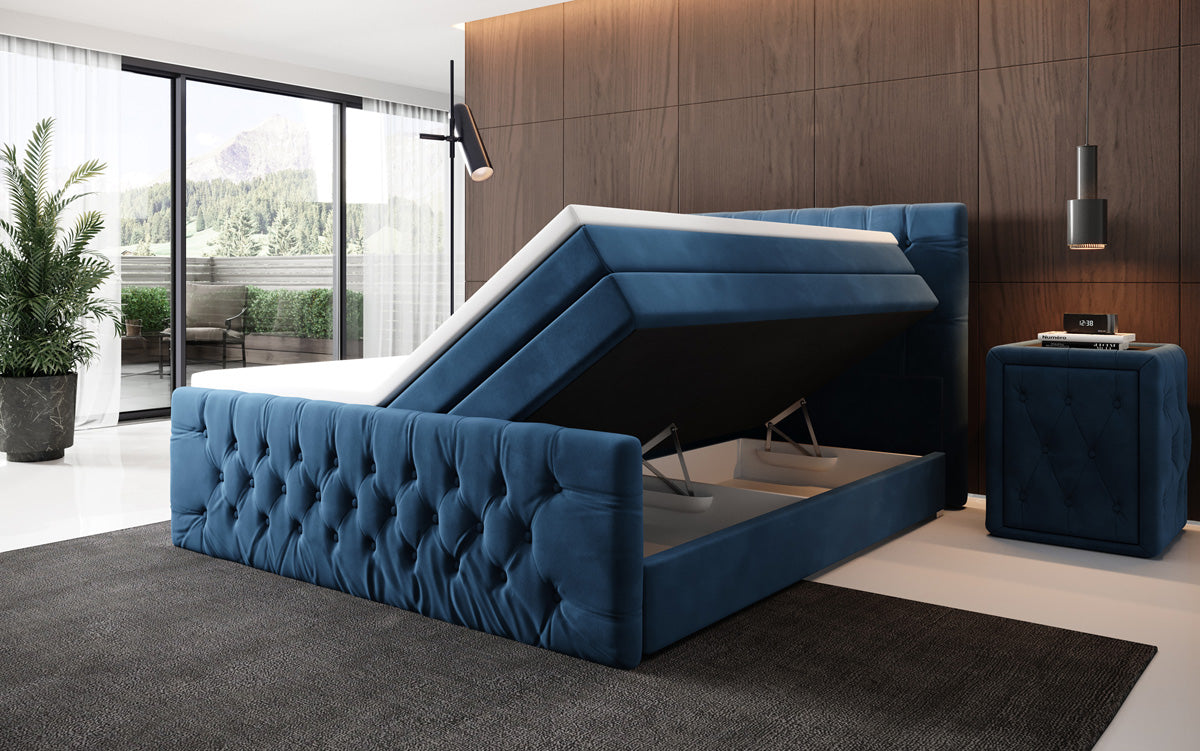 Boxspringbed Velutto met opbergruimte - Chesterfield-look