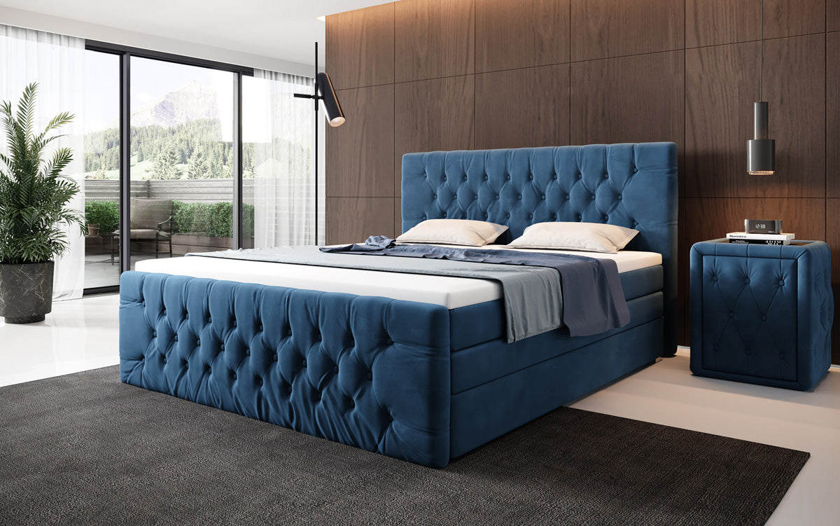 Boxspringbed Velutto met opbergruimte - Chesterfield-look