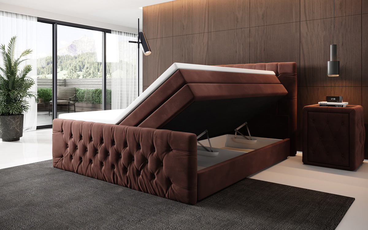 Boxspringbed Velutto met opbergruimte - Chesterfield-look