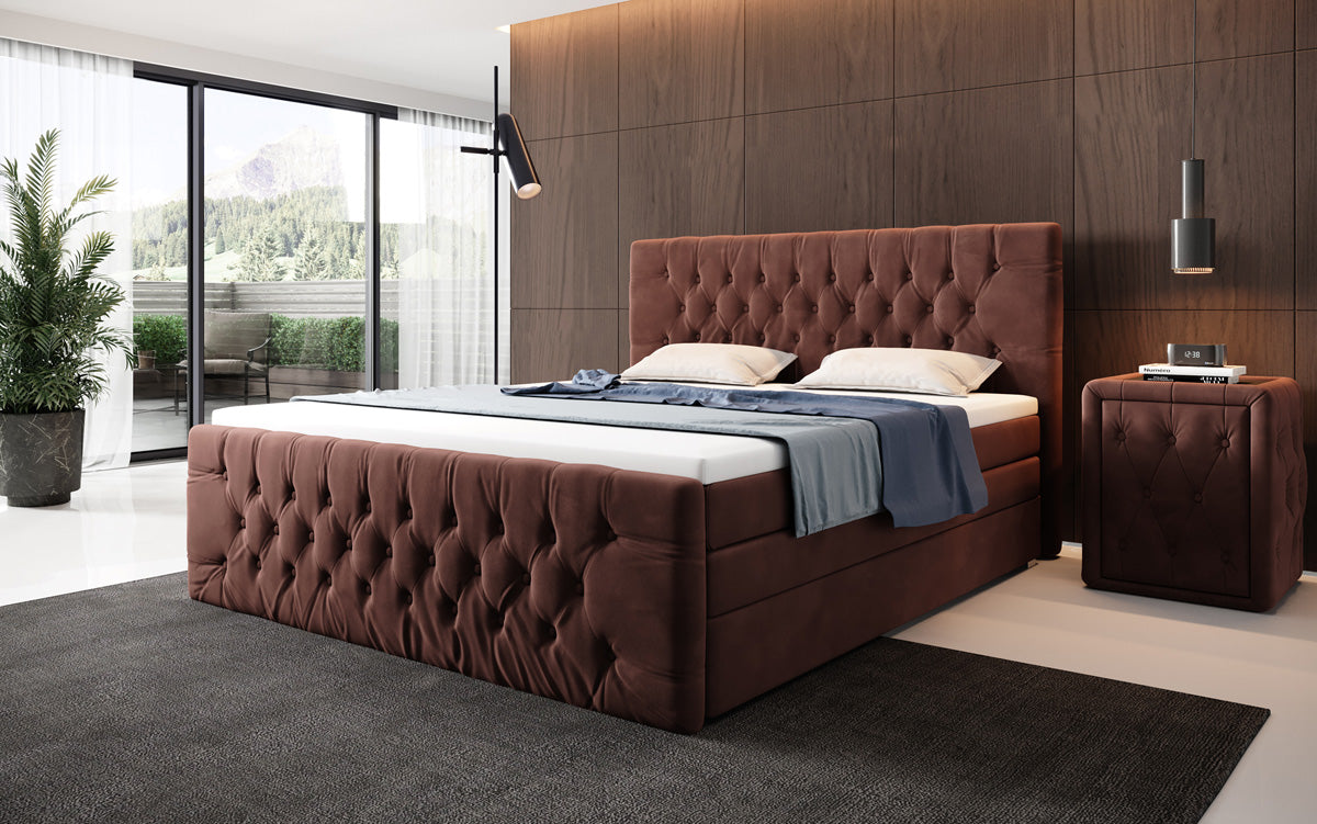 Boxspringbed Velutto met opbergruimte - Chesterfield-look