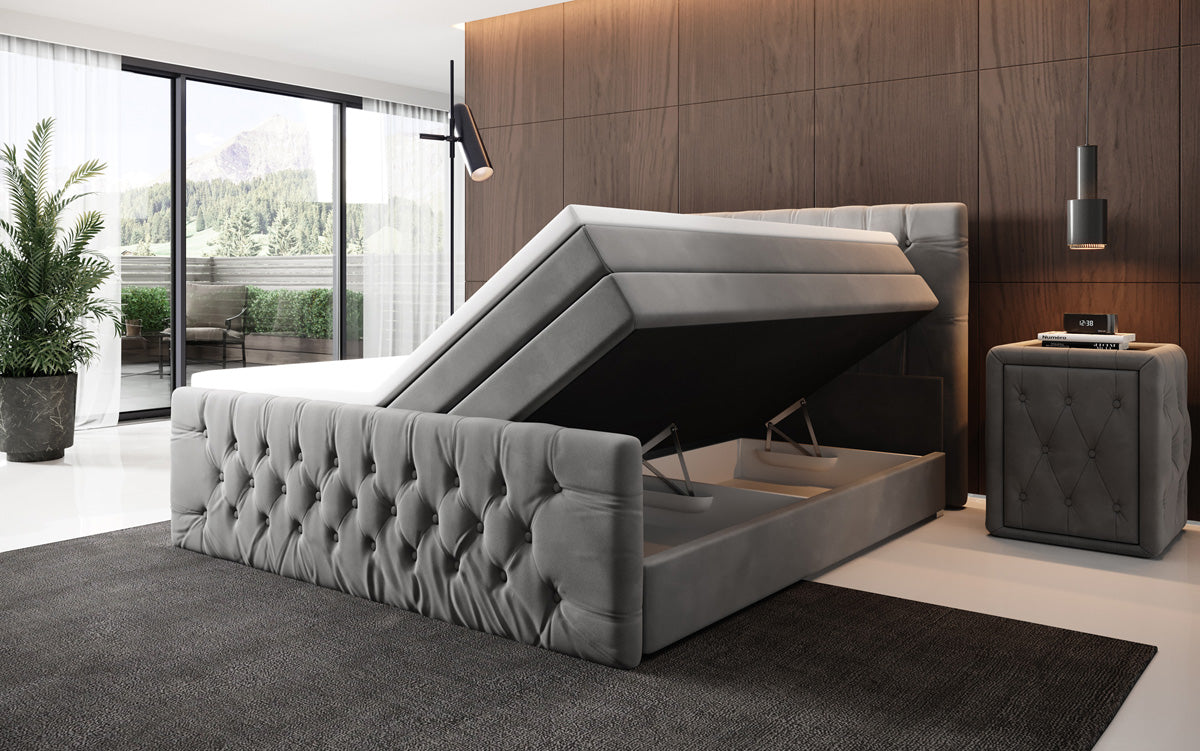 Boxspringbed Velutto met opbergruimte - Chesterfield-look