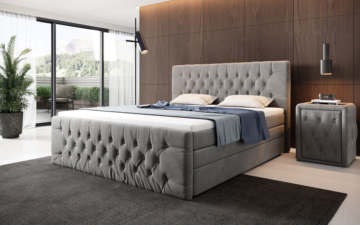 Boxspringbed Velutto met opbergruimte - Chesterfield-look