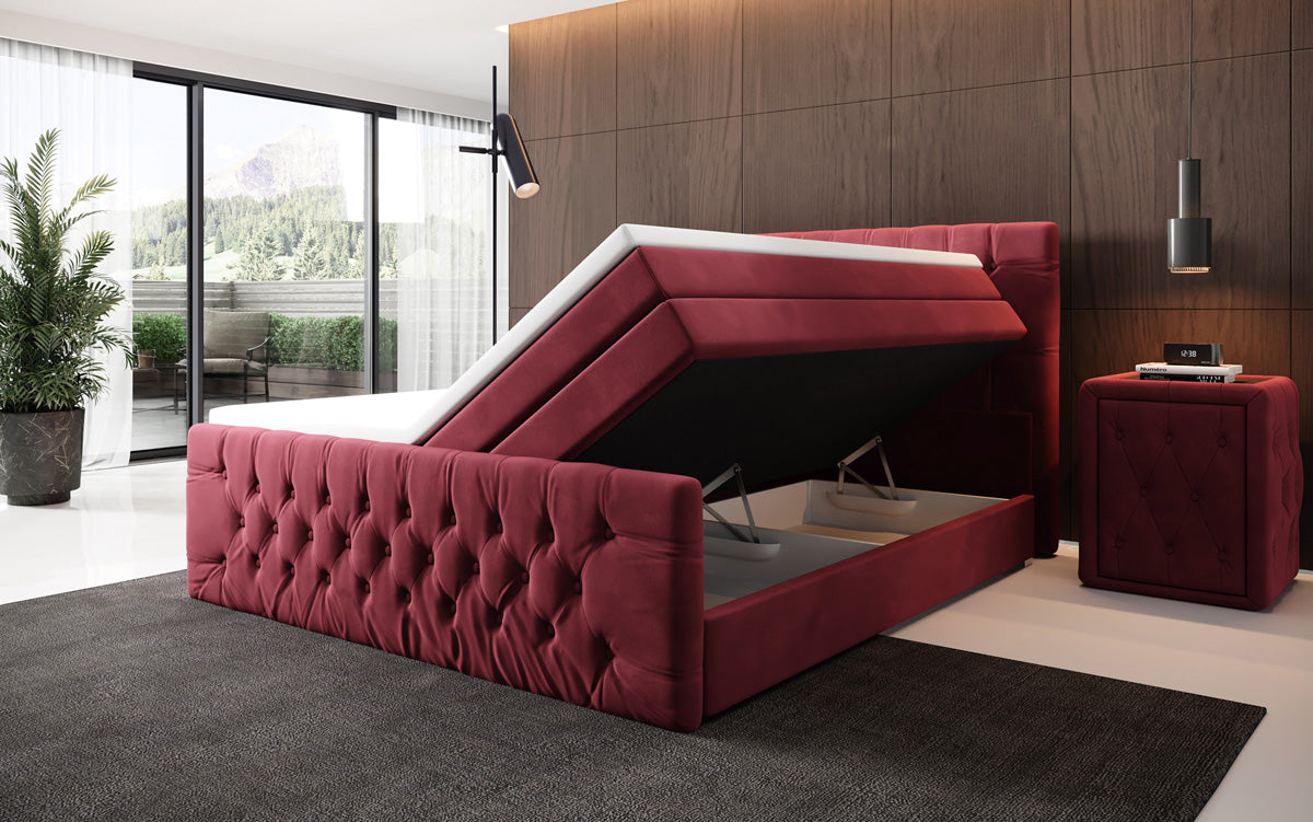 Boxspringbed Velutto met opbergruimte - Chesterfield-look