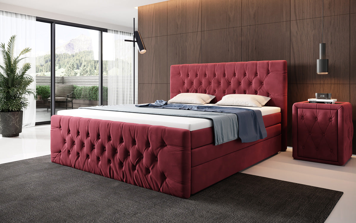Boxspringbed Velutto met opbergruimte - Chesterfield-look