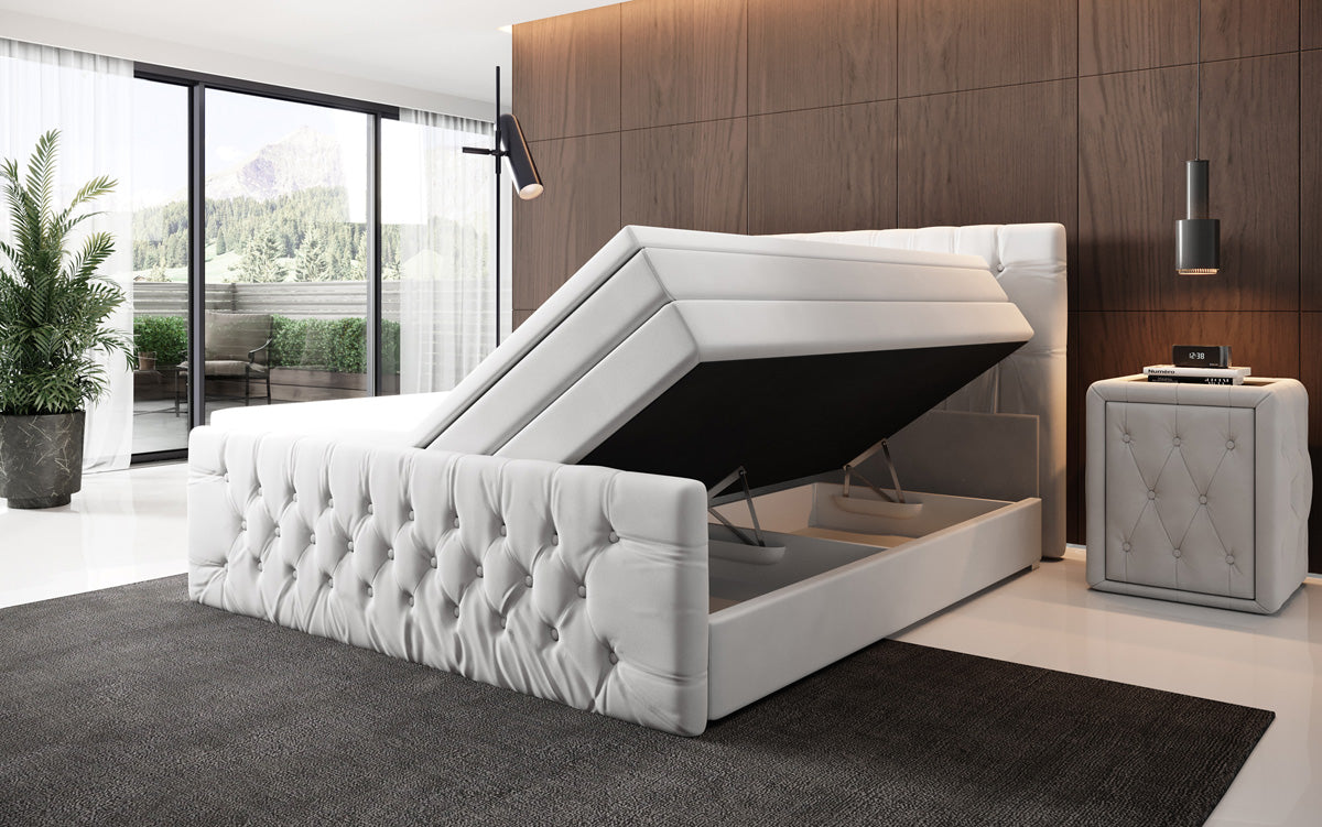 Boxspringbed Velutto met opbergruimte - Chesterfield-look