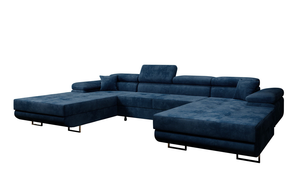 Designer Sofa Calvera U met slaap- en klapfunctie in corduroy
