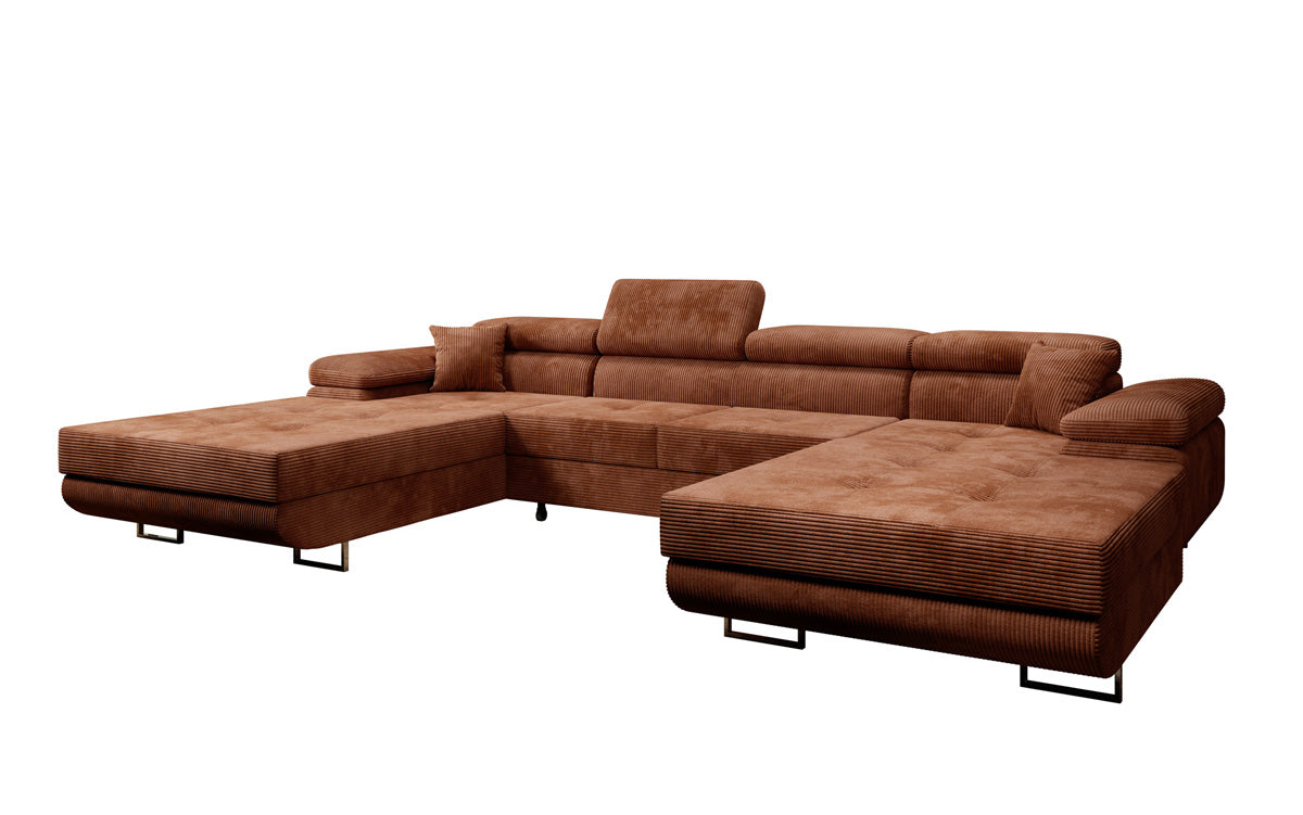 Designer Sofa Calvera U met slaap- en klapfunctie in corduroy